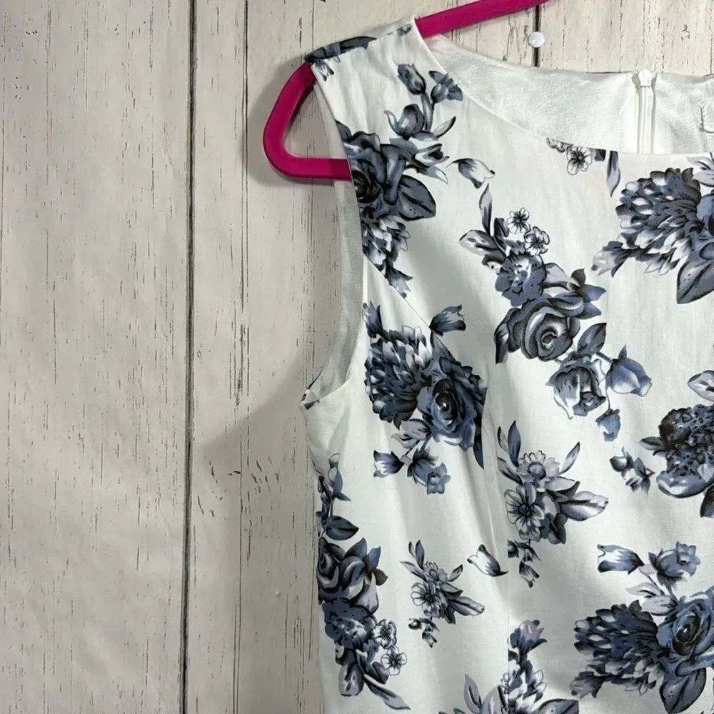 Hanpceirs Blue White Floral Fit & Flare Dress Sleeveless Cottagecore Romantic - Picture 2 of 15